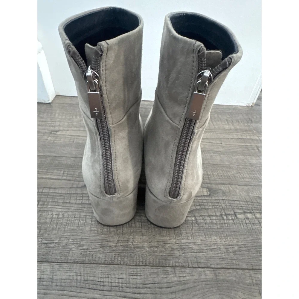 Kenneth Cole New York Womens Taupe Suede Square Toe Block Heel Ankle Boots 8M